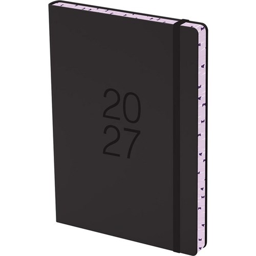 Collins A51 Coloured Edge Diary A5 1 Day Per Page 2025 Black