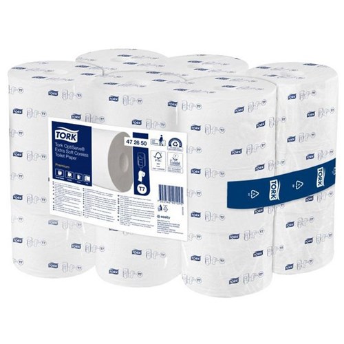 Tork T7 Premium Coreless Toilet Tissue Roll Extra Soft 3 Ply 472650, Carton of 18
