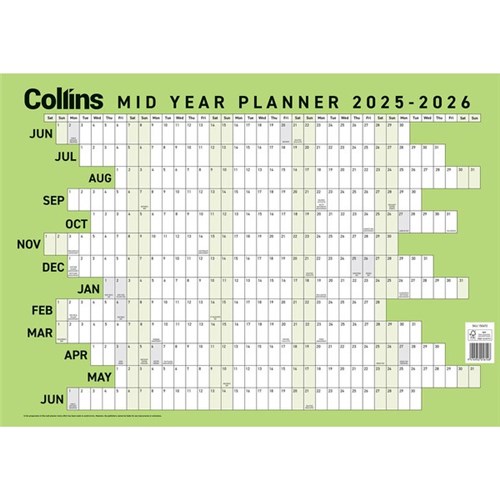 Collins A2 Mid Year Planner 1 June 2025 to 30 June 2026