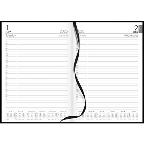 Collins A51A Mid Year Diary A5 1 Day To A Page 1 July 2025 to 30 June 2026 Black