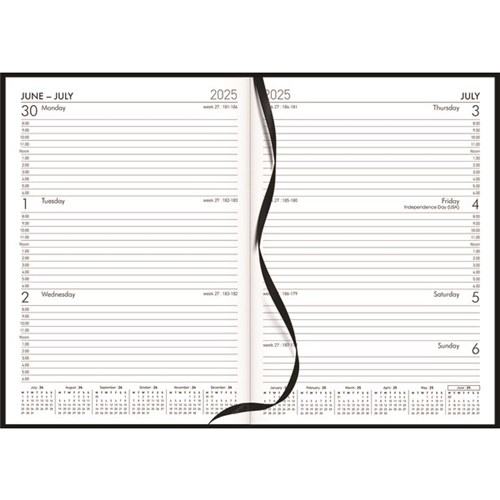Collins A53A Mid Year Diary A5 Week To View 1 July 2025 to 30 June 2026 Black