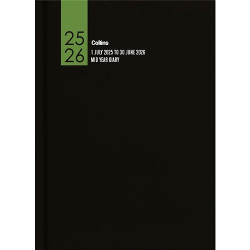 Collins A43A Mid Year Diary A4 Week To View 1 July 2025 to 30 June 2026 Black