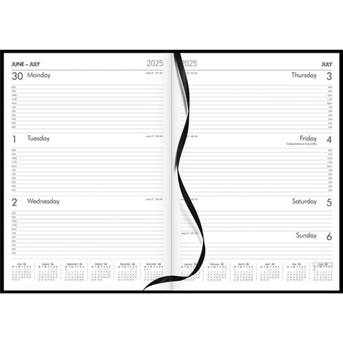 Collins A43A Mid Year Diary A4 Week To View 1 July 2025 to 30 June 2026 Black