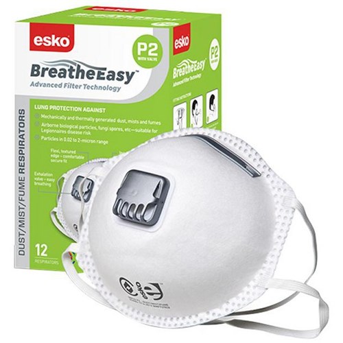 Esko P2 Breathe Easy Dust/Mist Respiratory Masks, Box of 12