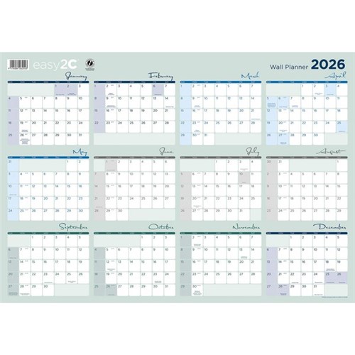 Easy2C Wall Planner Double Sided Laminated 990x700mm 2026