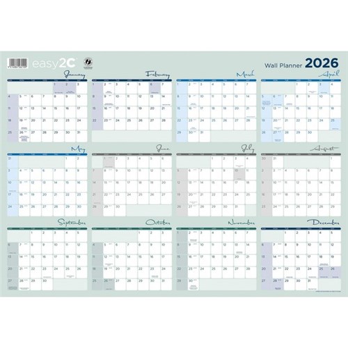 Easy2C Wall Planner A2 Double Sided Laminated 594x420mm 2026