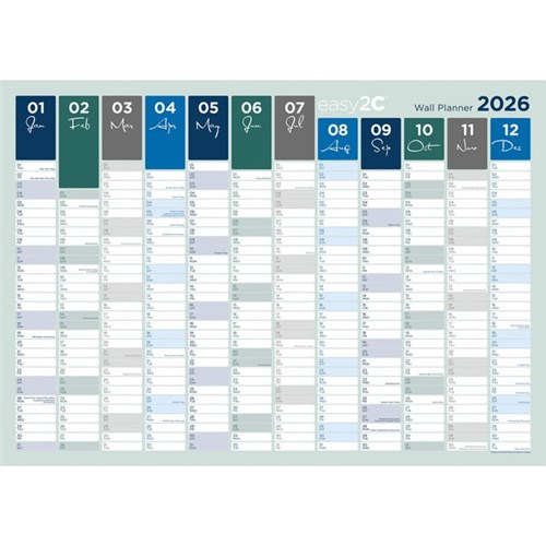 Easy2C Wall Planner A2 Double Sided Unlaminated 594x420mm 2026