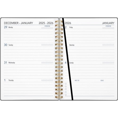 Collins A53 Diary A5 Week To View 2026 Dark Romantic Floral