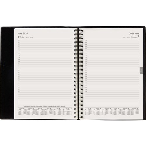 Winc A51 1/2 Hour Appointment Diary PVC A5 1 Day Per Page 2026 Black