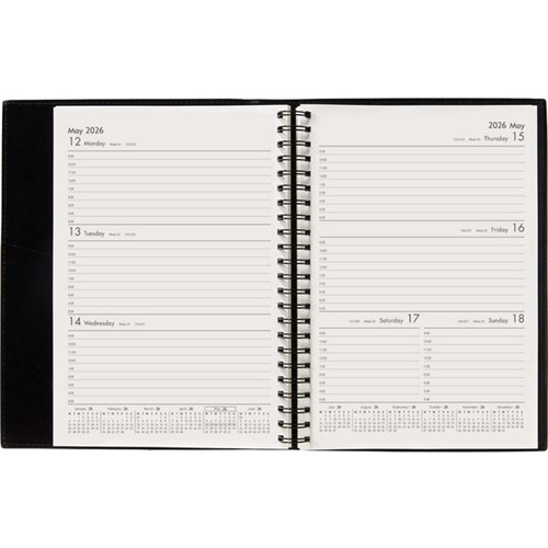 Winc A43 1 Hour Appointment Diary A4 Week To View 2026 Black