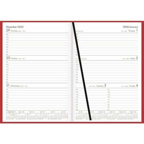 Winc A53 1 Hour Appointment Diary Soft Touch A5 Week To View 2026 Red
