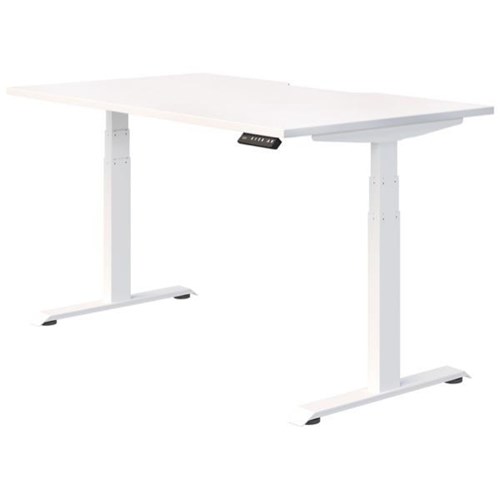 Fiord Electric Single User Height Adjustable Desk Scallop Top 1200mm Snowdrift/White