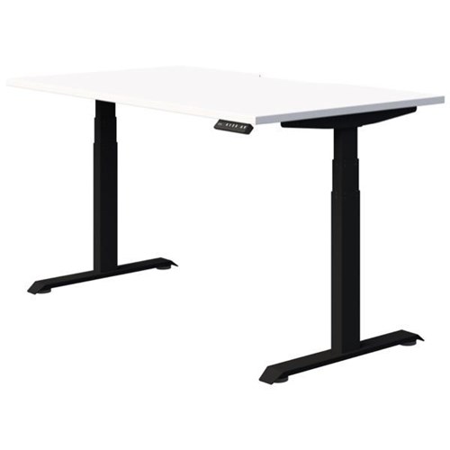 Fiord Electric Single User Height Adjustable Desk Scallop Top 1200mm Snowdrift/Black