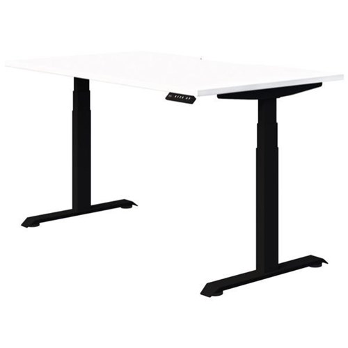 Fiord Electric Single User Height Adjustable Desk Scallop Top 1500mm Snowdrift/Black