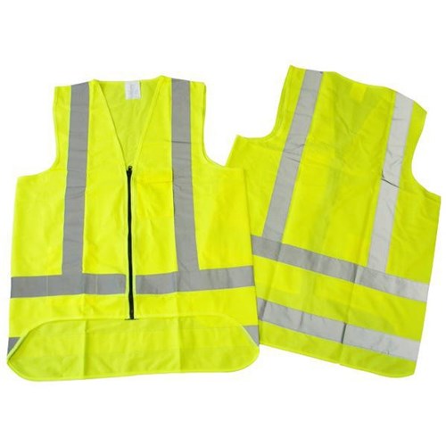 Hi Vis Day Night Safety Vest 2XL Fluoro Yellow