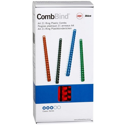 GBC Ibico 10mm Plastic Binding Coils 21 Ring Red, Pack of 100