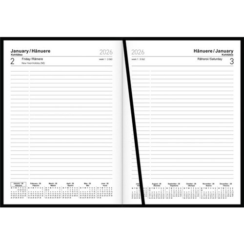 Collins A51 Te Reo Maori/English Bilingual Diary A5 Day Per Page 2026 Black