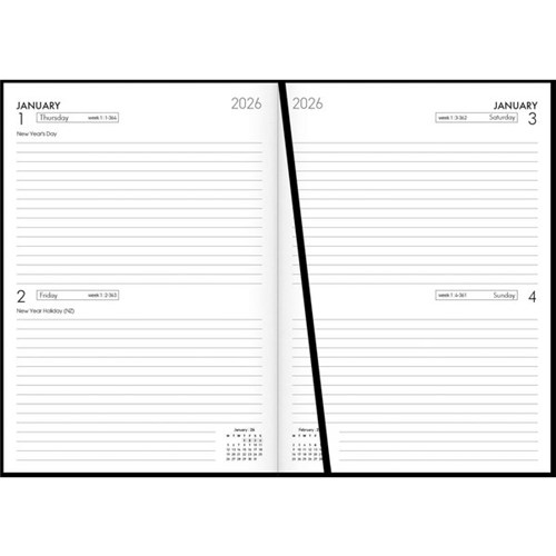 Collins A52 Diary A5 2 Days Per Page 2026 Black