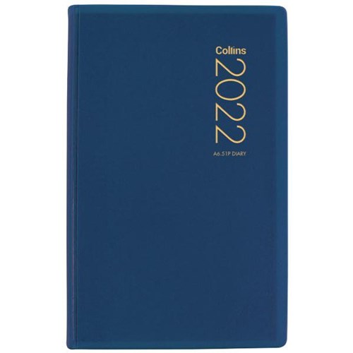 Collins A6.51P Pocket Diary 1 Day To A Page 2022 Blue