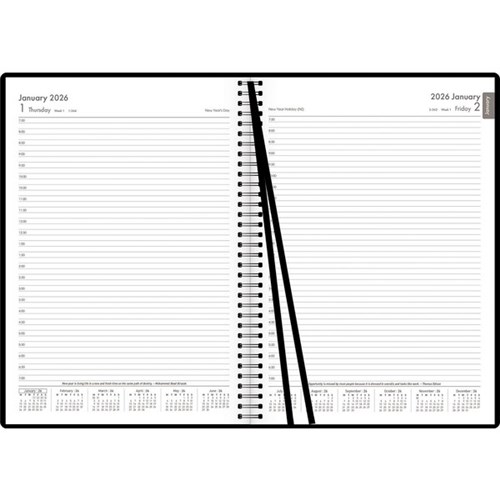 OfficeMax A41 1/2 Hour Appointments Executive Diary A4 1 Day Per Page 2026 Black