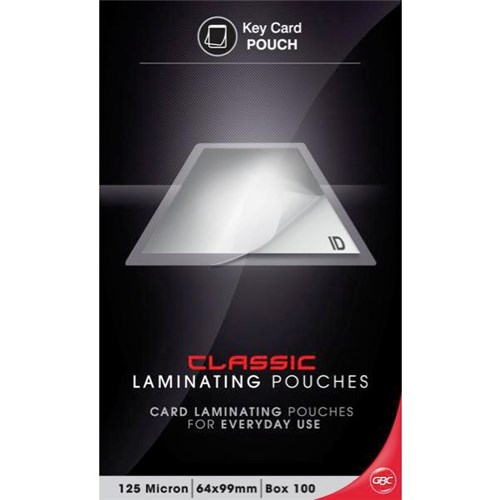 GBC Badge & Card Laminating Pouches 64x99mm 125 Micron, Pack of 100