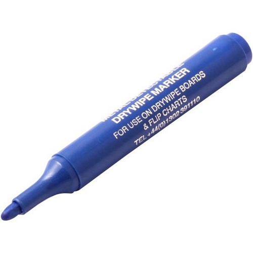 Metal Detectable Blue Dry Wipe Whiteboard Markers, Pack of 10