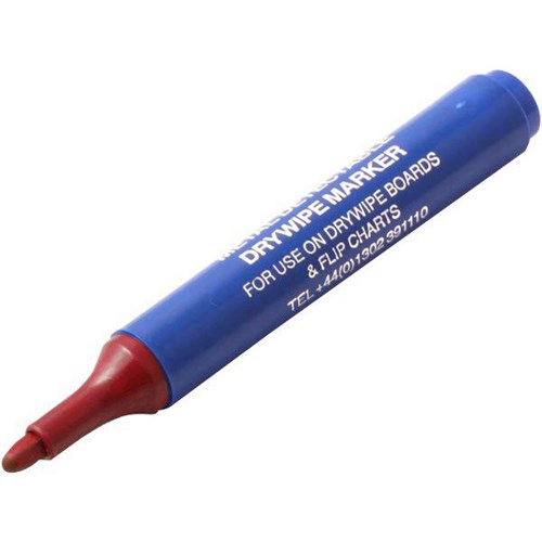 Metal Detectable Red Dry Wipe Whiteboard Markers, Pack of 10