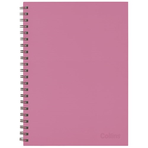 Collins A4 Hard Cover Spiral Notebook Mauve Pink 200 Pages