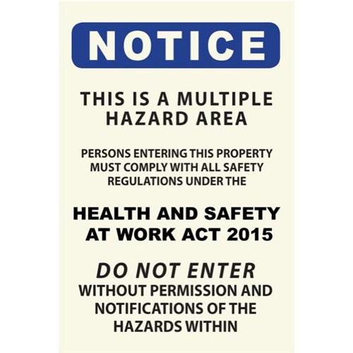 Notice Multi Hazard Area Safety Sign 300x450mm