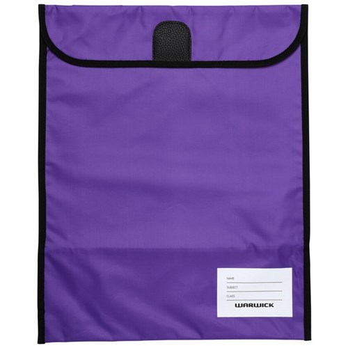 Warwick Homework Book Bag Hook & Loop XL 450x360mm Purple