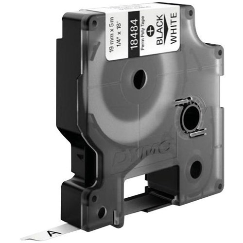 Dymo Labelling Tape Rhino Industrial Permanent Polyester 19mm x 5.5m Black on White