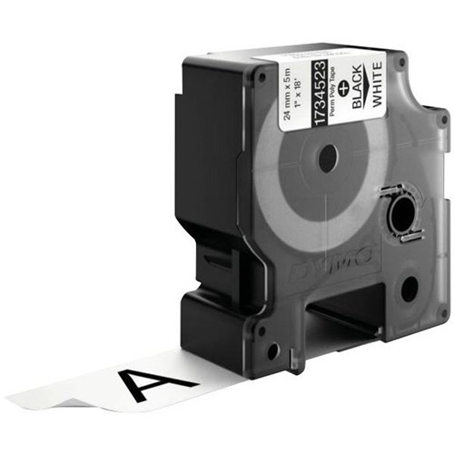 Dymo Labelling Tape Rhino Industrial Permanent Polyester 24mm x 5.5m Black on White