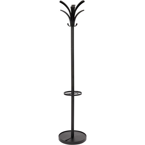 Brio Coat Stand 9 Hooks With Umbrella Stand 380x1770mm Black