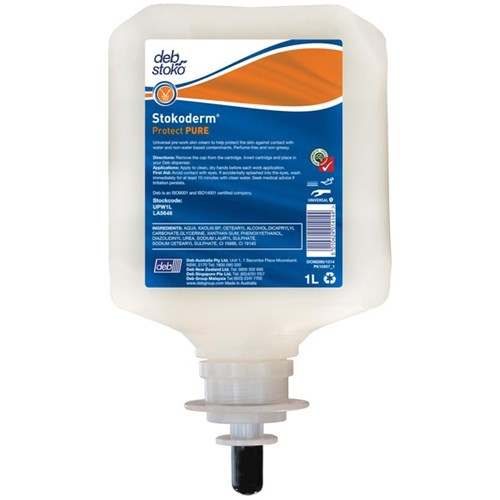 Deb Stoko Stokoderm Protect Pure Barrier Cream Cartridge 1L