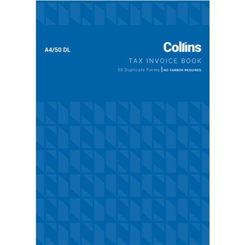 Collins Tax Invoice Book A4/50Dl Duplicate No Carbon Required