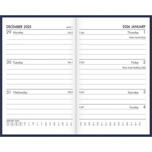 Collins A73P Pocket Diary Week To View 2026 Navy