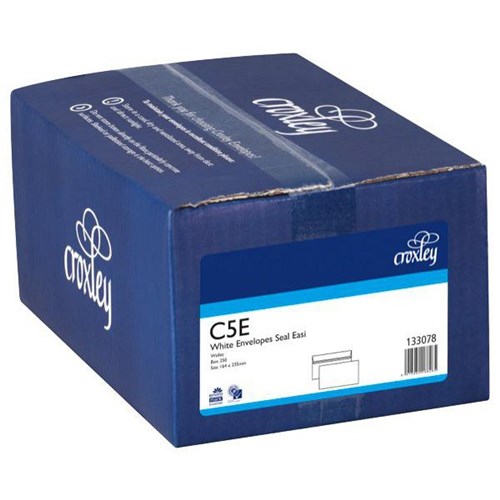 Croxley C5E (E23E) Wallet Envelope Seal Easi White, Box of 250