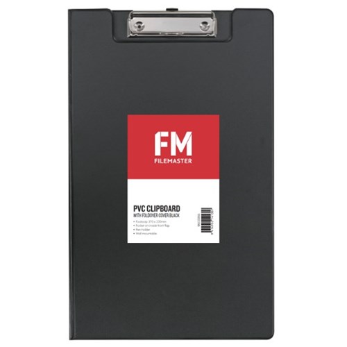 FM PVC Clipboard With Flap Foolscap Black