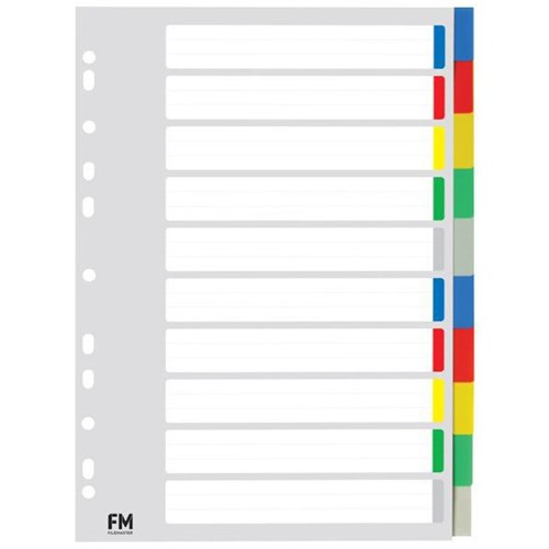 FM Index Dividers 10 Tab A4 Colour