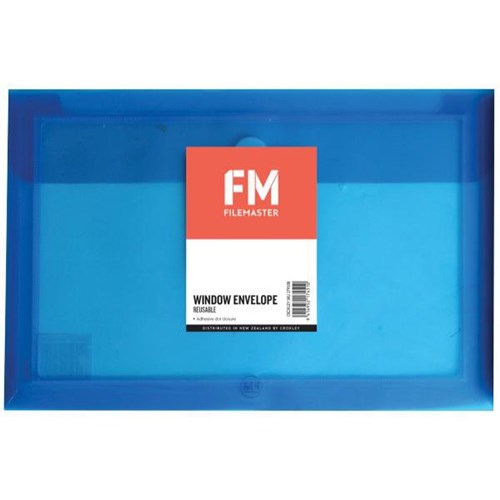 FM Window Envelope Reusable Polyprop Blue
