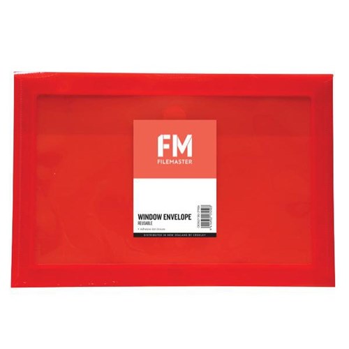 FM Window Envelope Reusable Polyprop Red