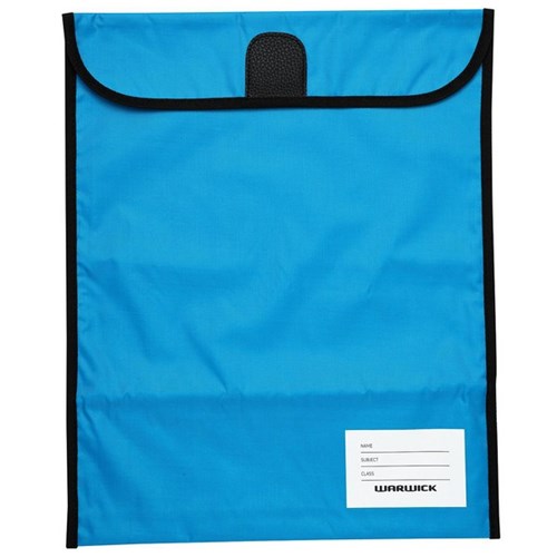 Warwick Homework Book Bag Hook & Loop Medium 290x360mm Blue