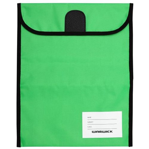 Warwick Homework Book Bag Hook & Loop Medium 290x360mm Green