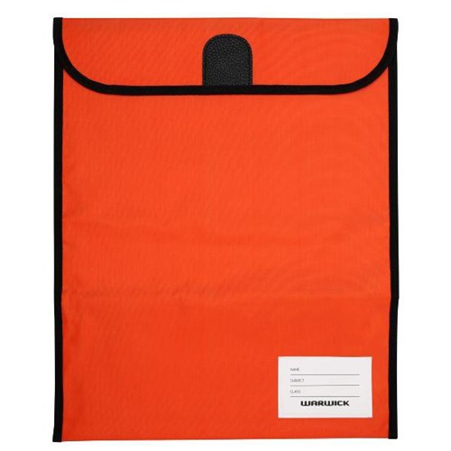 Warwick Homework Book Bag Hook & Loop Medium 290x360mm Orange