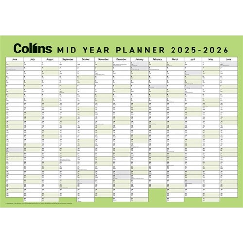 Collins Large Mid Year Planner 1 June 2025 to 30 June 2026