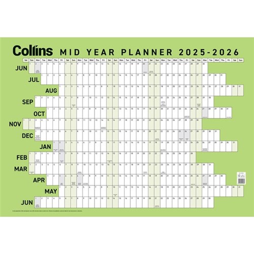 Collins Large Mid Year Planner 1 June 2025 to 30 June 2026