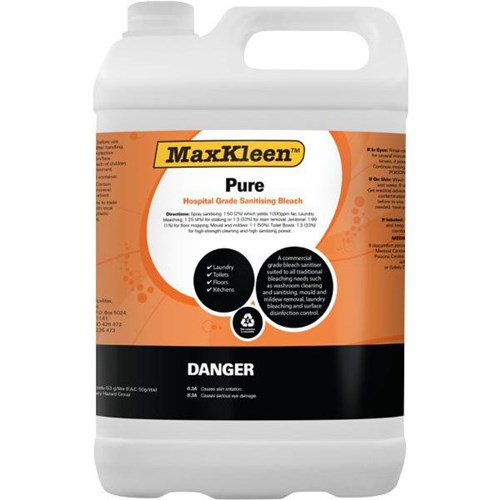 MaxKleen Pure Hospital Grade Sanitising Bleach Cleaner 5L