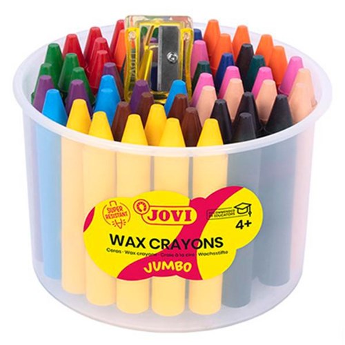 Jovi Wax Crayons 12 Assorted Colours, Tub of 60