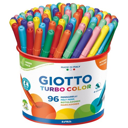 Giotto Turbo Felt Tip Markers 12 Colours, Pack of 96
