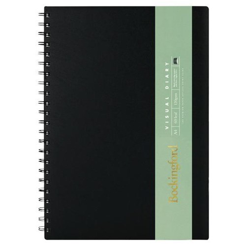 Bockingford A4 Spiral Visual Diary 60 Leaves 120gsm Black Paper
